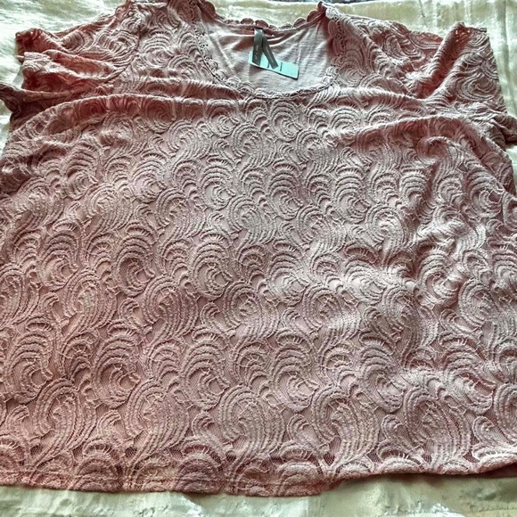 TOP, CROCHET, BLUSH PINK, SZ 5X, CAP SLEEVES, RELAXED FIT, PENNINGTONS, IN ORIGI - Picture 8 of 12